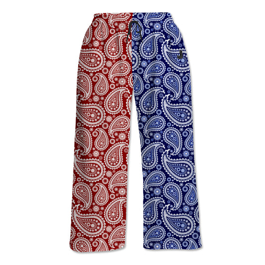 Unisex  Lounge Pants - Paisley Red And Blue