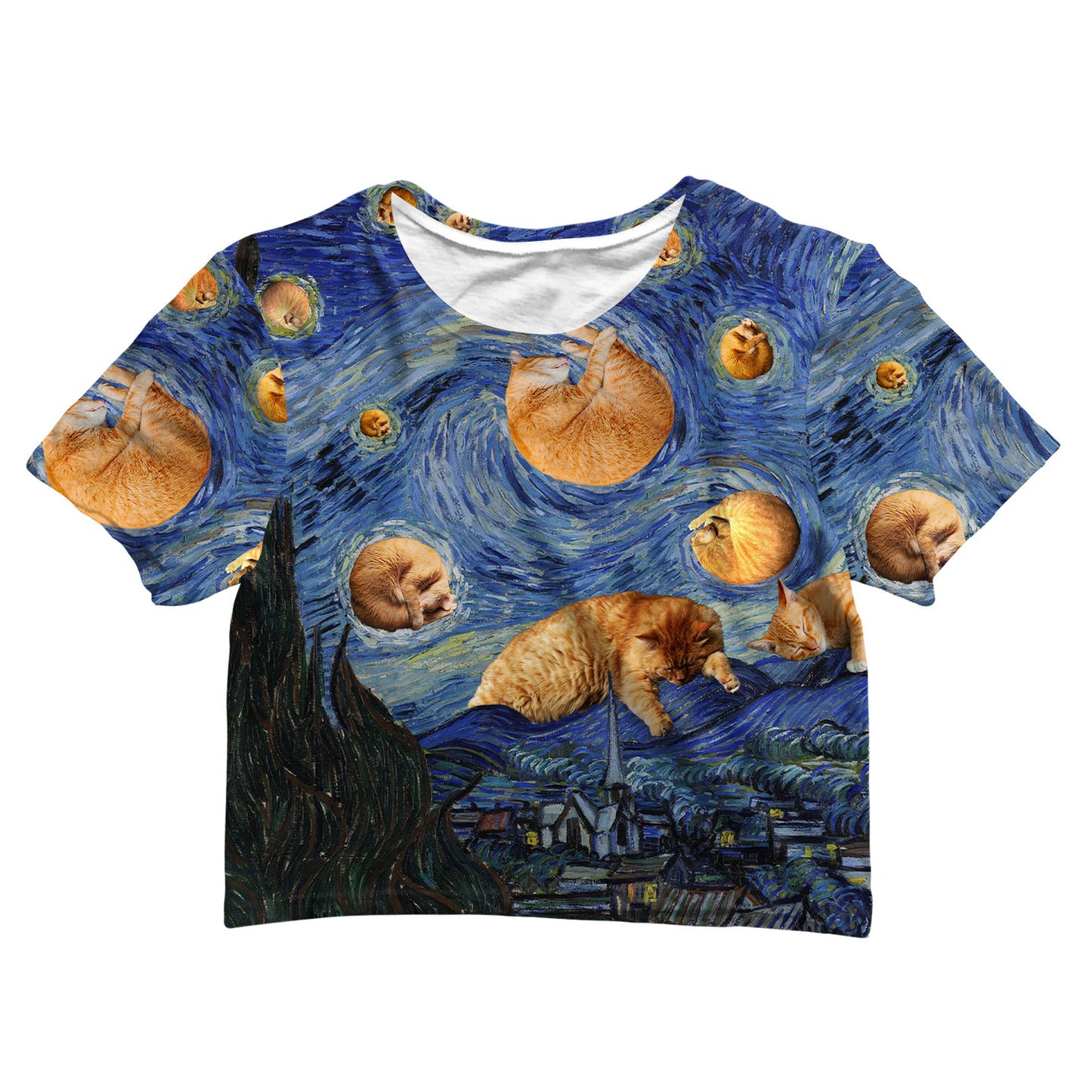 Cotton Crop Tee - Van Gogh The Kitty Night