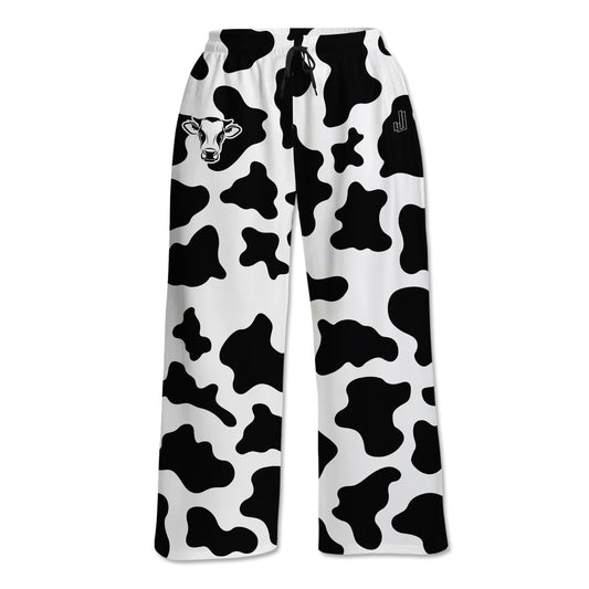 Wide Leg Lounge Pants - Cow Print