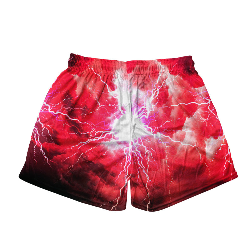 Basic Mesh Short - Red Lightning