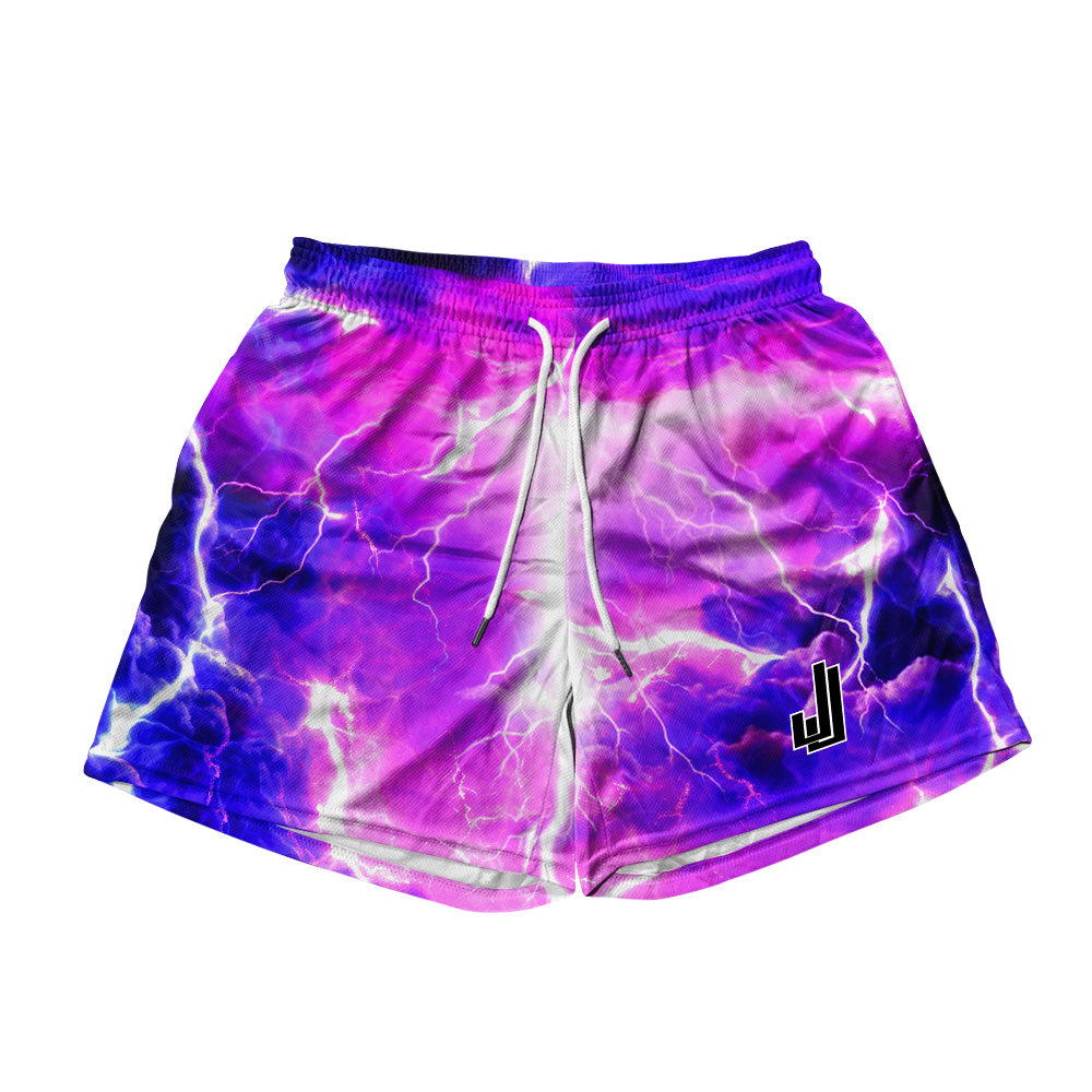 Basic Mesh Short - Purple Lightning