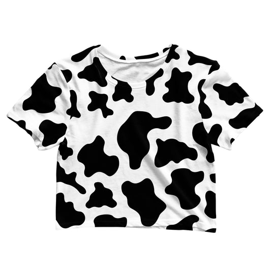 Cotton Crop Tee - Cow Print