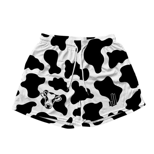 Basic Mesh Shorts - Cow Print