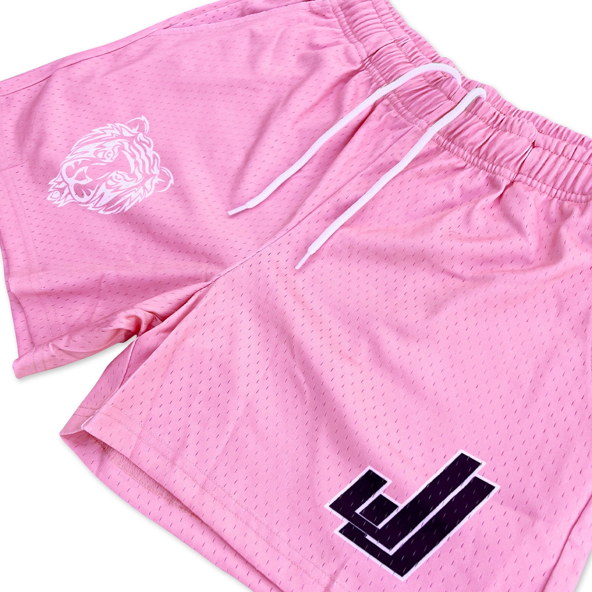 Pink - Premium Mesh JJ Shorts - 5 Inch Inseam - Vintage Gym Basketball Fit  (Preorder)