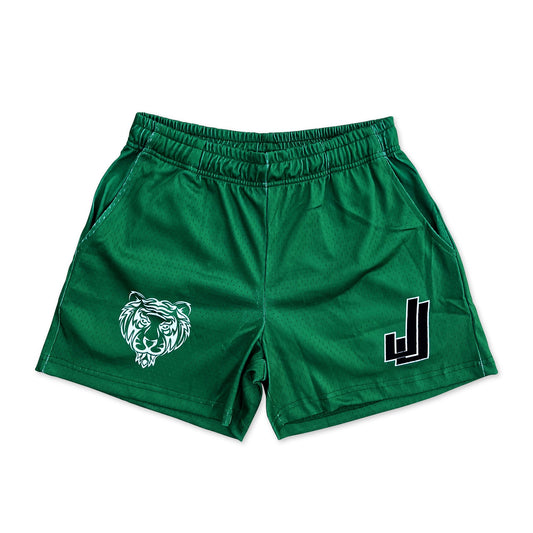 Green - Premium Mesh JJ Shorts - 5 Inch Inseam - Vintage Gym Basketball Fit