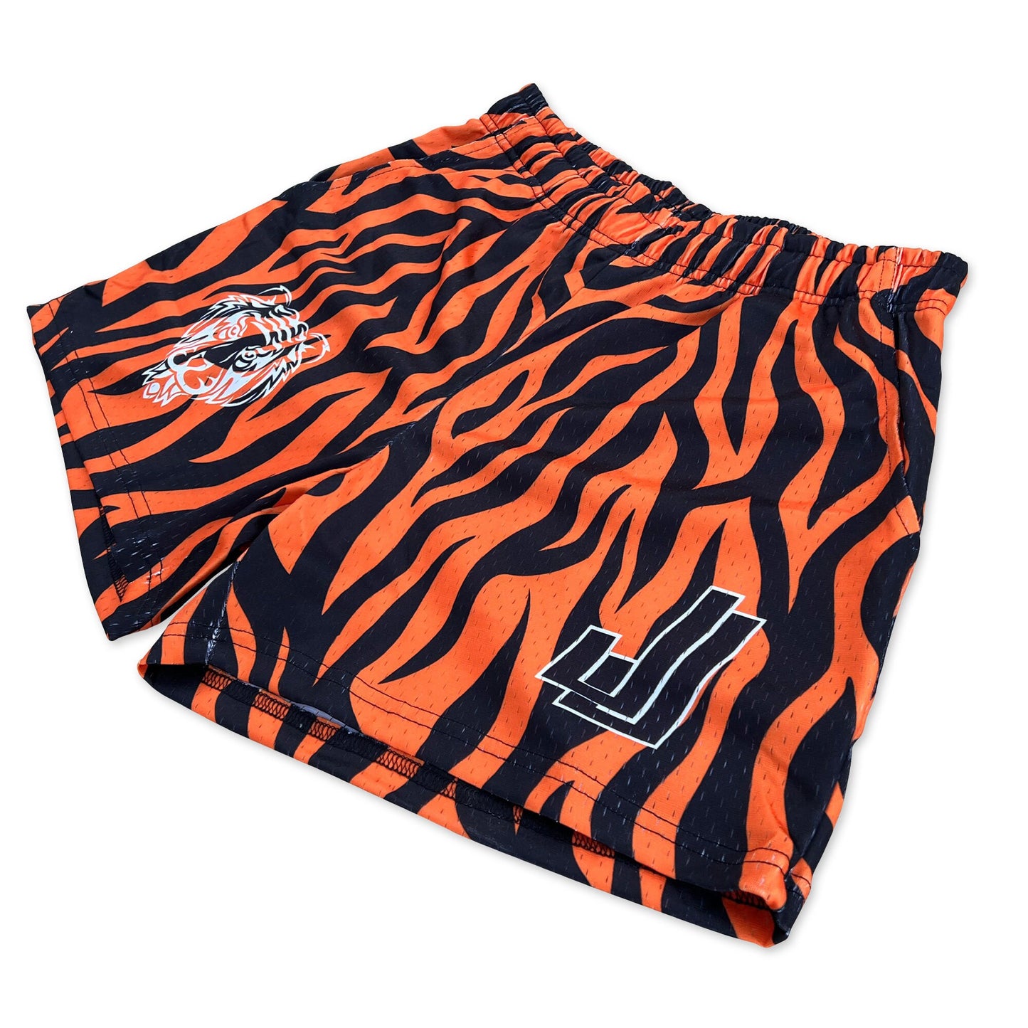 Tiger - Premium Mesh JJ Shorts - 5 Inch Inseam - Vintage Gym Basketball Fit