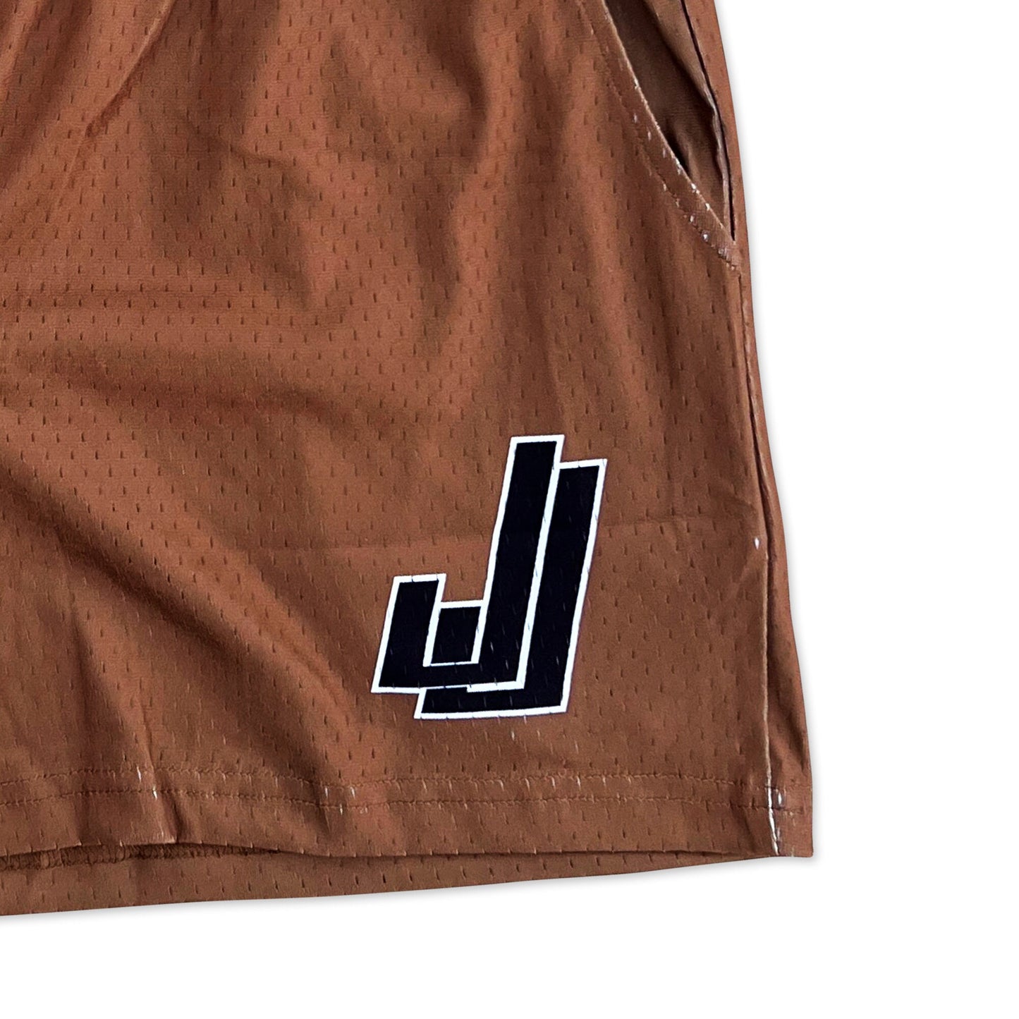 Brown - Premium Mesh JJ Shorts - 5 Inch Inseam - Vintage Gym Basketball Fit