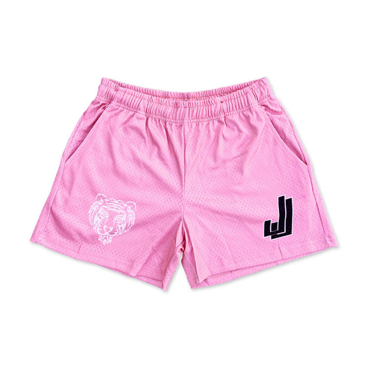 Pink - Premium Mesh JJ Shorts - 5 Inch Inseam - Vintage Gym Basketball Fit